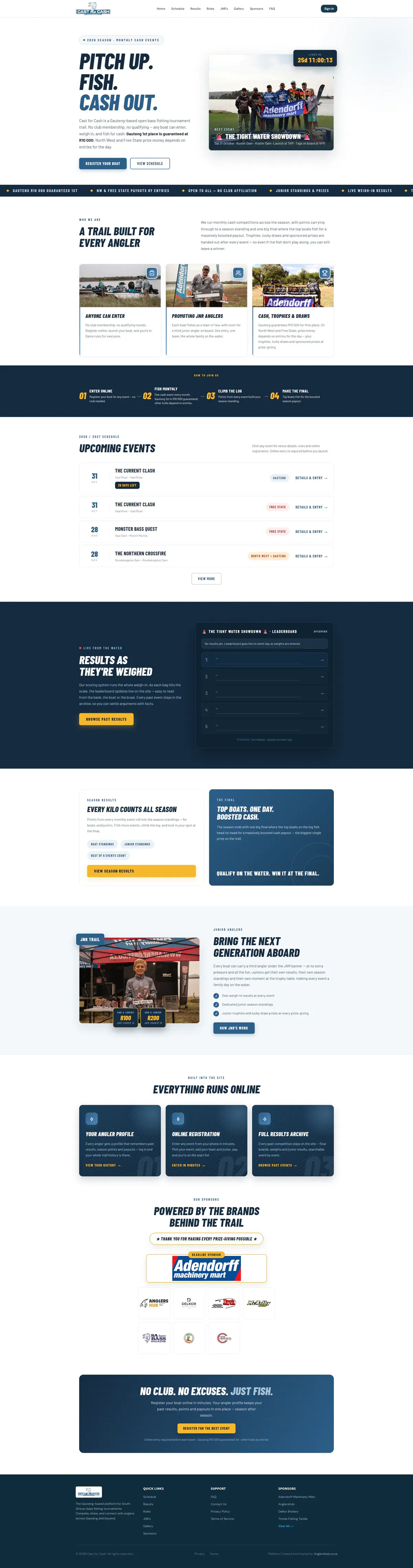 Cast for Cash website, full page