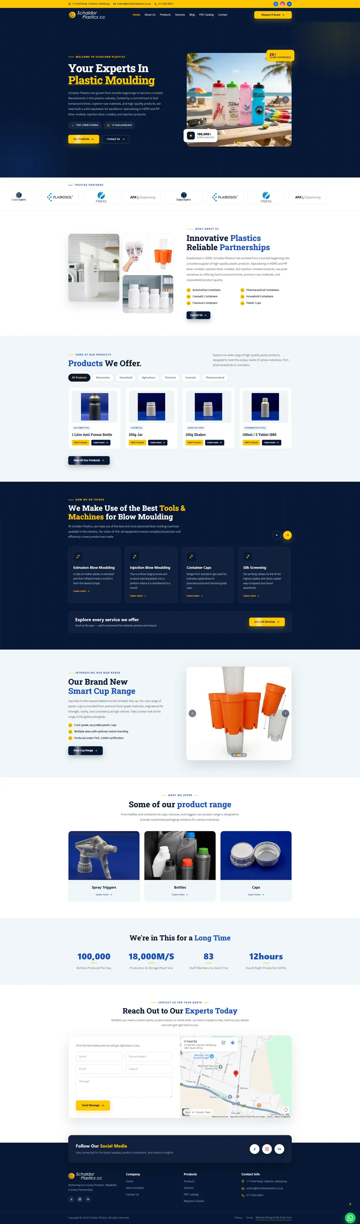 Schaldor Plastics website, full page