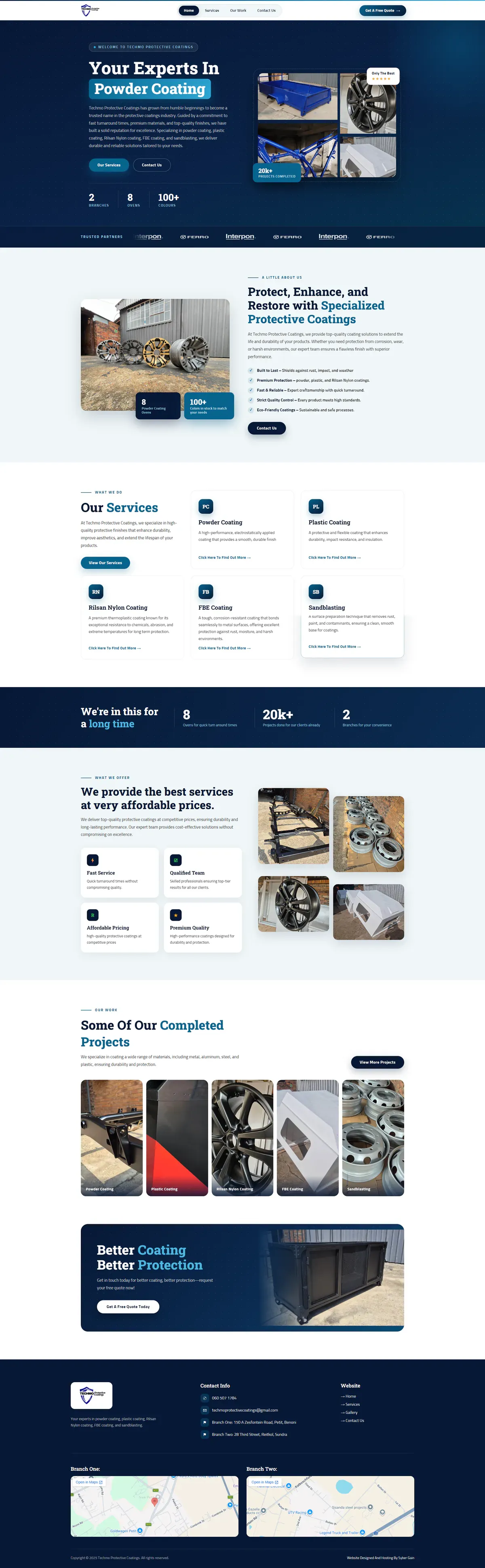 Techmo Protective Coatings website, full page
